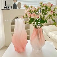 clear glass pink vase 