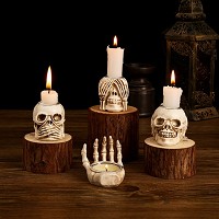 Resin Halloween decor skull candle holder