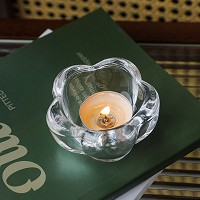 glass flower shape small candle holder