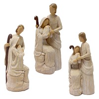 Resin wood like religious family Figurine