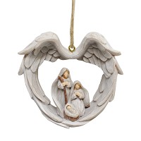 Resin heart shape wing religious family Figurine